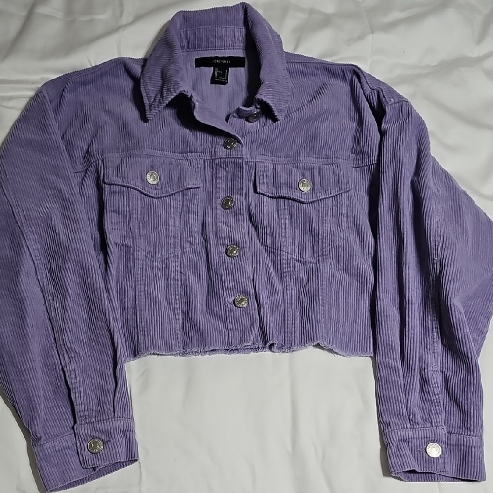 172 Forever 21 Cropped Lavender Corduroy Jacket